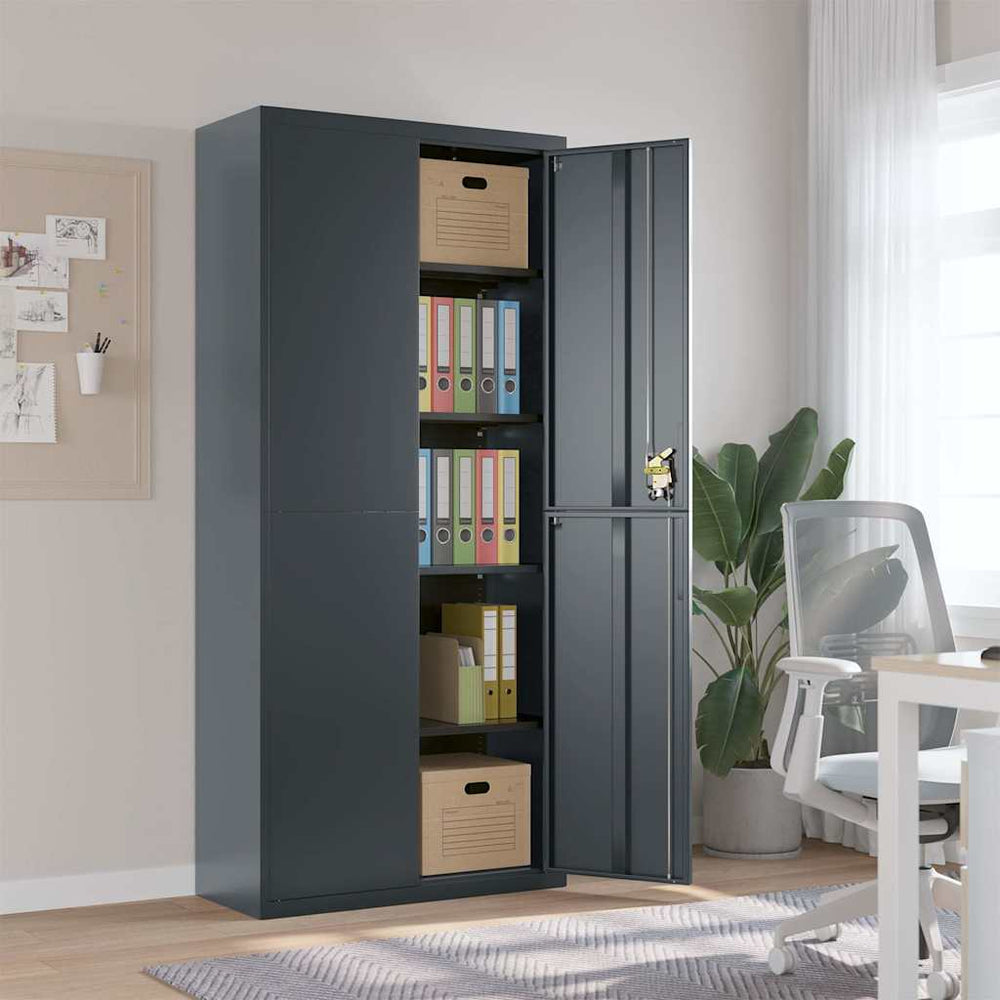 Aktenschrank Anthrazit Stahl 90x40x200 cm