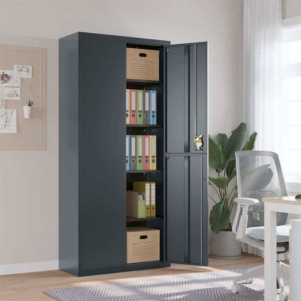 Aktenschrank Anthrazit Stahl 90x40x200 cm