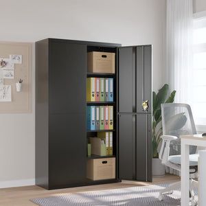 Aktenschrank Schwarz Stahl 105x40x180 cm