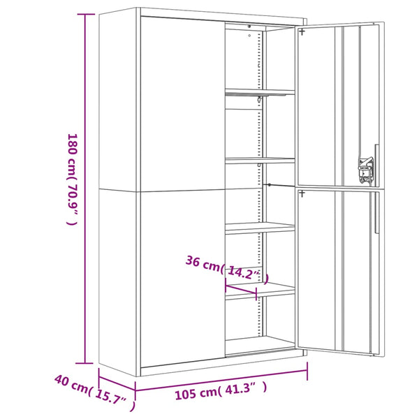 Aktenschrank Anthrazit Stahl 105x180 cm