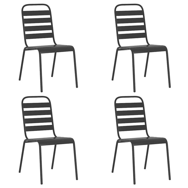 5-teilige Garten Essgruppe Anthrazit Stahl