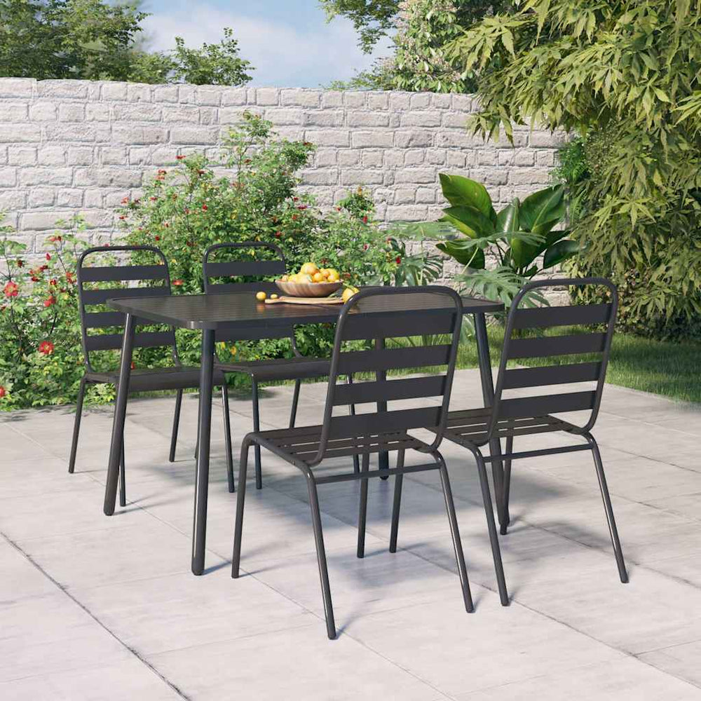 vidaXL Ensemble de salle à manger de jardin 5 pcs Acier anthracite