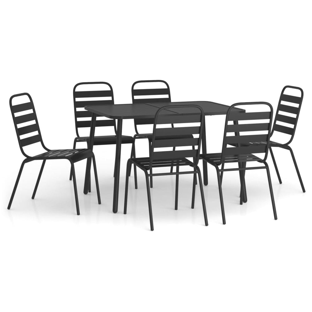 vidaXL Salon de jardin à dîner 7 pcs Acier anthracite