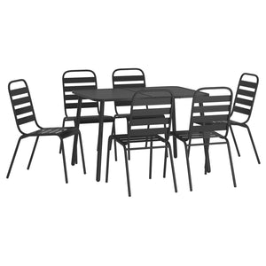 7-teilige Garten Essgruppe Anthrazit Stahl