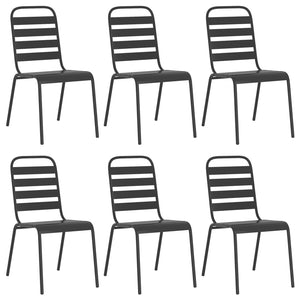 7-teilige Garten Essgruppe Anthrazit Stahl