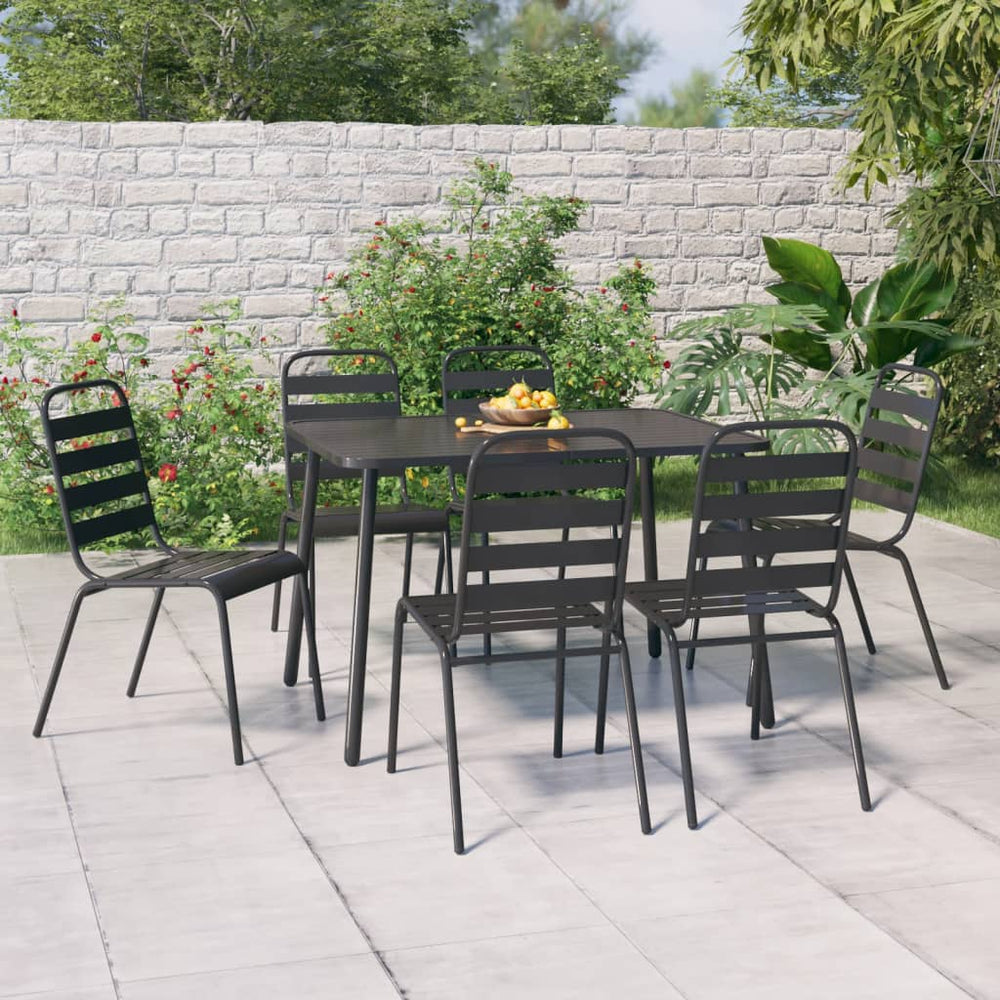 vidaXL Salon de jardin à dîner 7 pcs Acier anthracite
