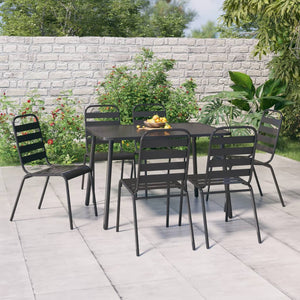 7-teilige Garten Essgruppe Anthrazit Stahl