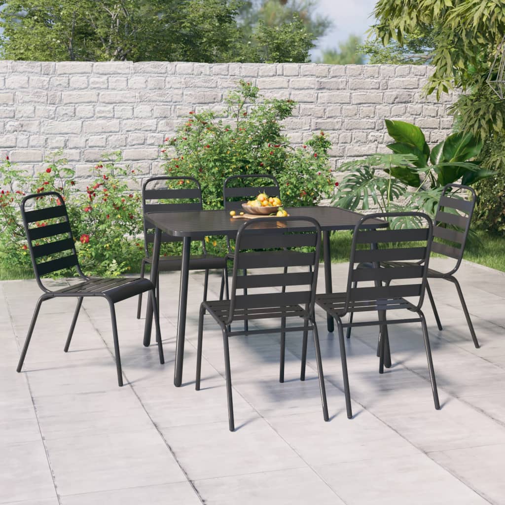7-teilige Garten Essgruppe Anthrazit Stahl