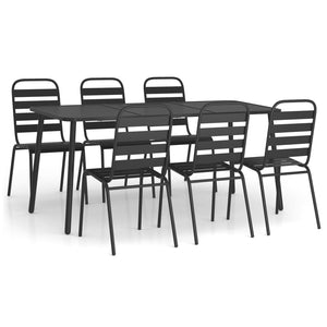 7-teilige Garten Essgruppe Anthrazit Stahl