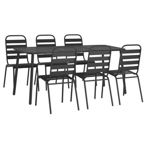 7-teilige Garten Essgruppe Anthrazit Stahl