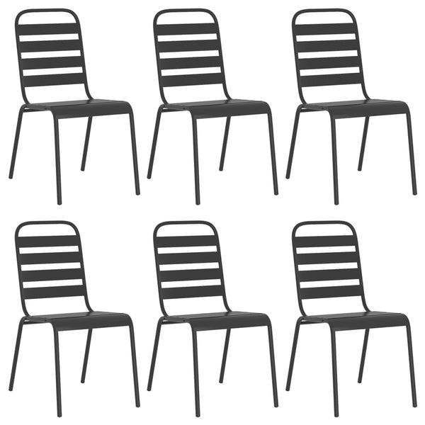 7-teilige Garten Essgruppe Anthrazit Stahl