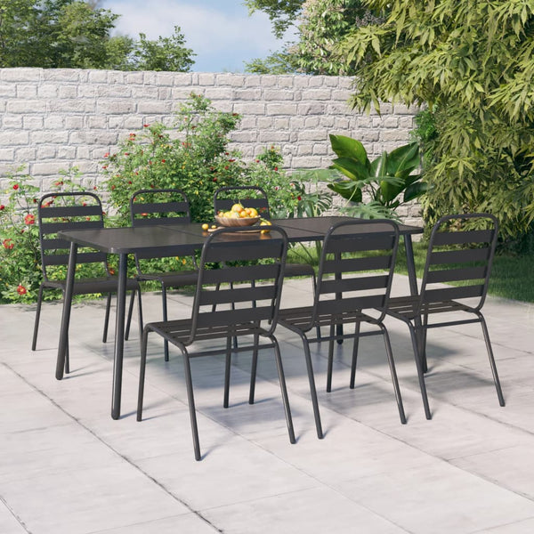 7-teilige Garten Essgruppe Anthrazit Stahl