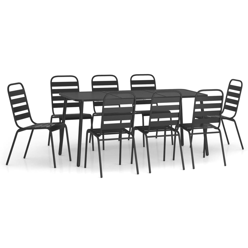 vidaXL Salon de jardin 9 pcs Anthracite Acier