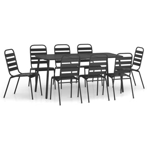 vidaXL Salon de jardin 9 pcs Anthracite Acier