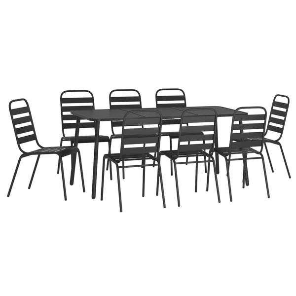 vidaXL Salon de jardin 9 pcs Anthracite Acier
