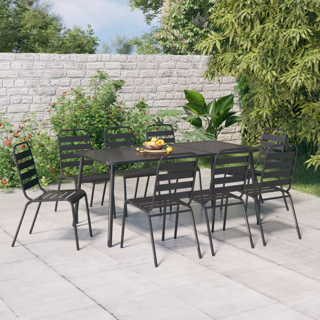 vidaXL Salon de jardin 9 pcs Anthracite Acier