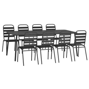 vidaXL Salon de jardin 9 pcs Anthracite Acier
