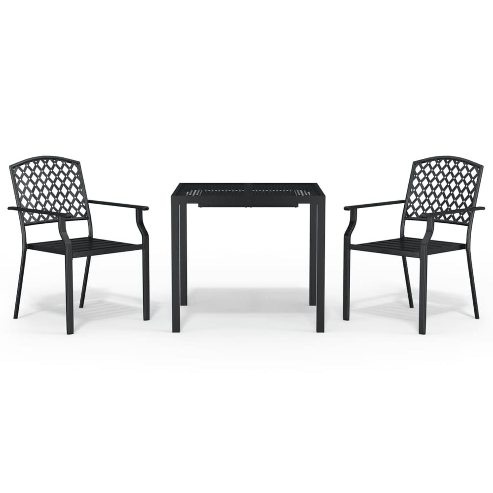 vidaXL Ensemble de salle à manger de jardin 3 pcs Acier anthracite