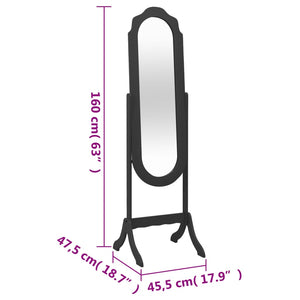 Schwarzer Standspiegel 45,5x160cm