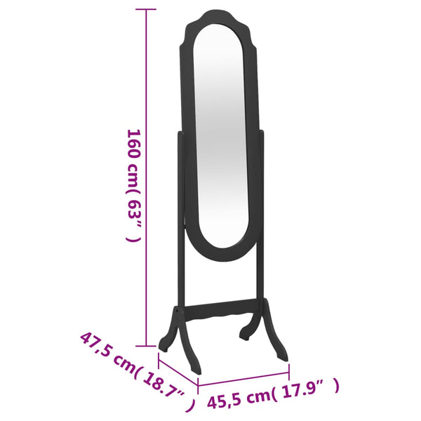 Schwarzer Standspiegel 45,5x160cm