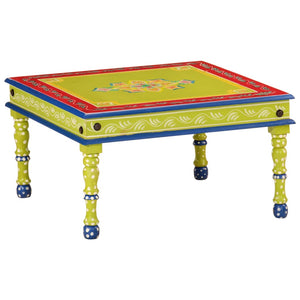 vidaXL Table Basse Verte Peinte à la Main Bois de Mangue Massif