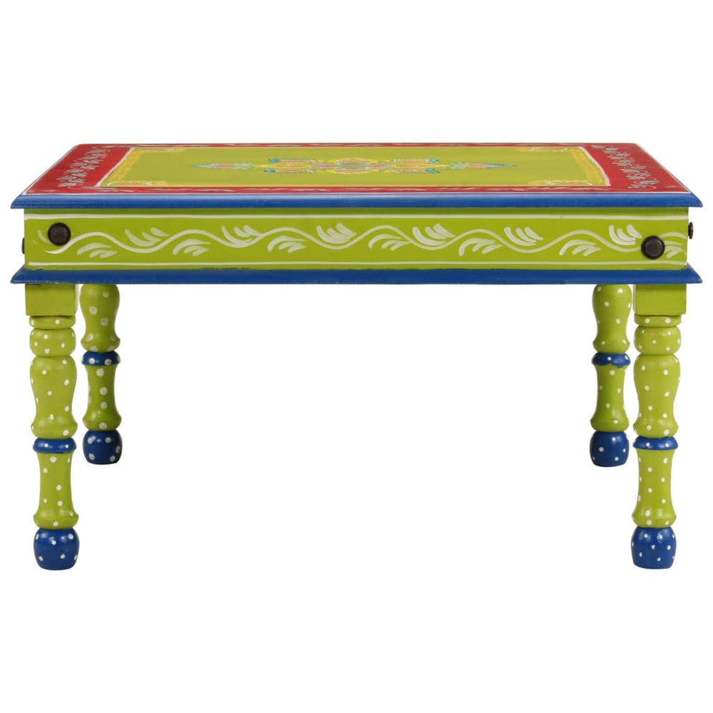vidaXL Table Basse Verte Peinte à la Main Bois de Mangue Massif