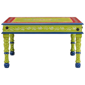 vidaXL Table Basse Verte Peinte à la Main Bois de Mangue Massif