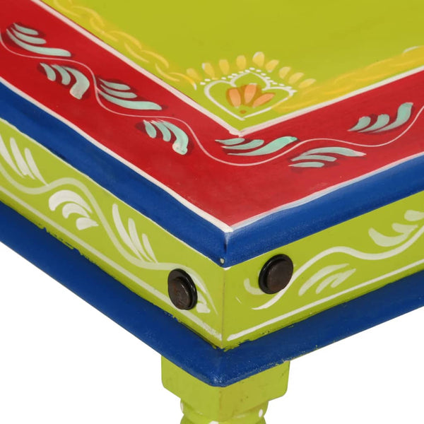 vidaXL Table Basse Verte Peinte à la Main Bois de Mangue Massif