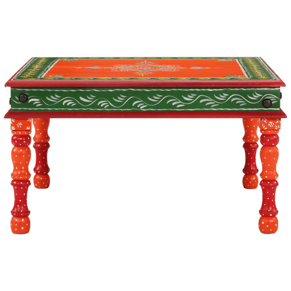 Handbemalter Couchtisch Mango Massivholz Orange