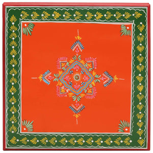 Handbemalter Couchtisch Mango Massivholz Orange
