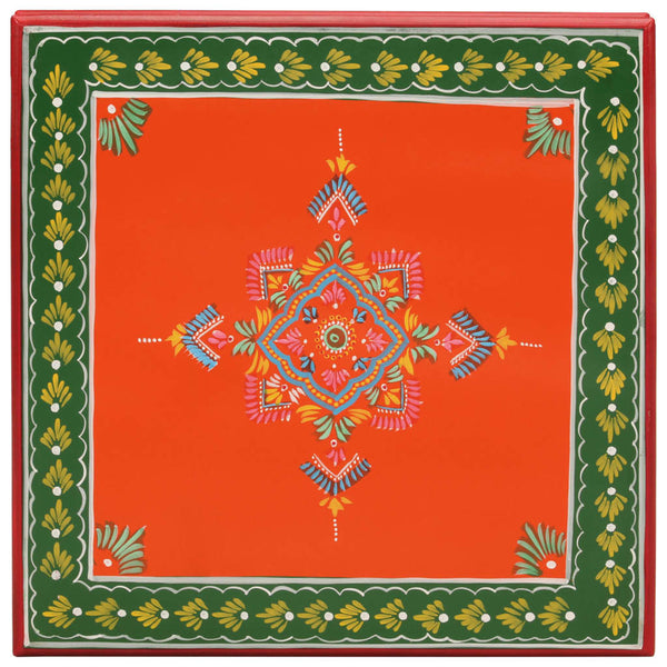 Handbemalter Couchtisch Mango Massivholz Orange