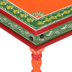 Handbemalter Couchtisch Mango Massivholz Orange