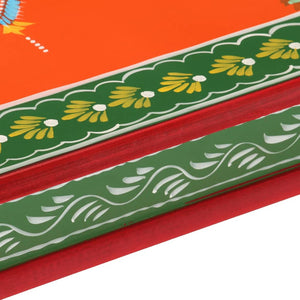 Handbemalter Couchtisch Mango Massivholz Orange