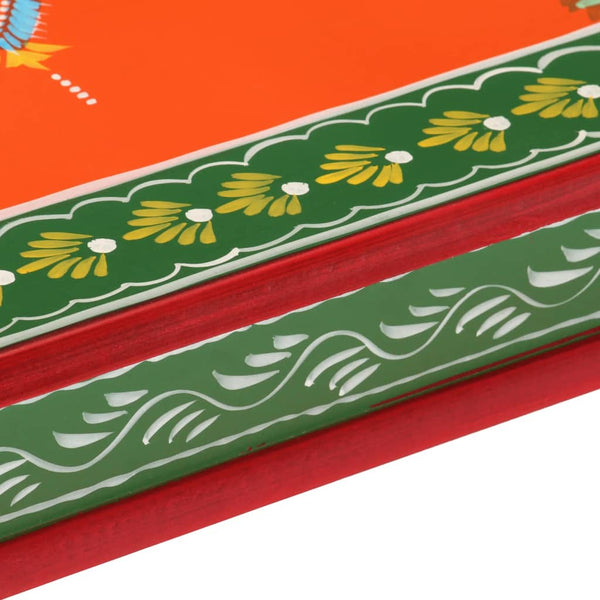 Handbemalter Couchtisch Mango Massivholz Orange