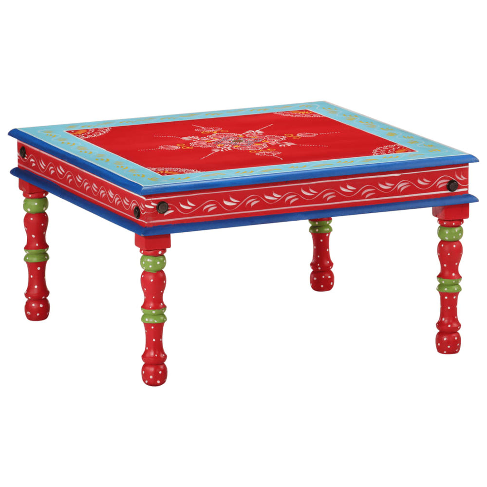 vidaXL Table basse rouge peinte à la main Bois de manguier massif