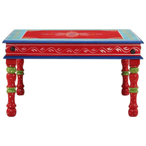 vidaXL Table basse rouge peinte à la main Bois de manguier massif