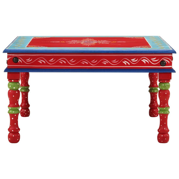 vidaXL Table basse rouge peinte à la main Bois de manguier massif