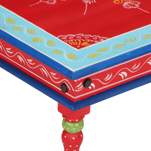 vidaXL Table basse rouge peinte à la main Bois de manguier massif