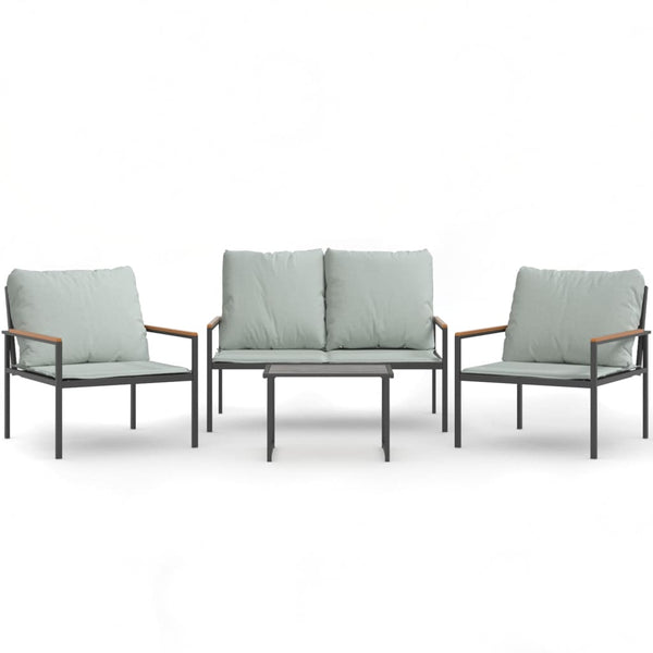 vidaXL Salon de jardin 4 pcs avec coussins anthracite acier