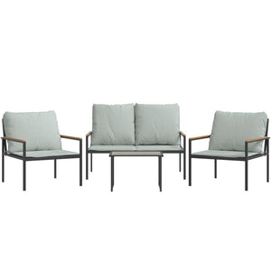 vidaXL Salon de jardin 4 pcs avec coussins anthracite acier