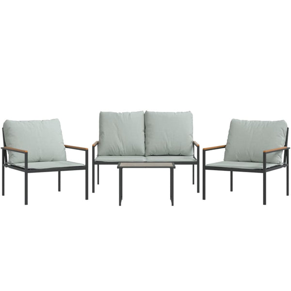 vidaXL Salon de jardin 4 pcs avec coussins anthracite acier