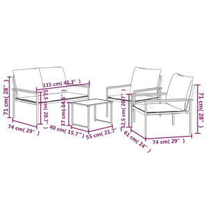 vidaXL Salon de jardin 4 pcs avec coussins anthracite acier