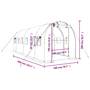 Gewächshaus Stahlrahmen Grün 12 m²