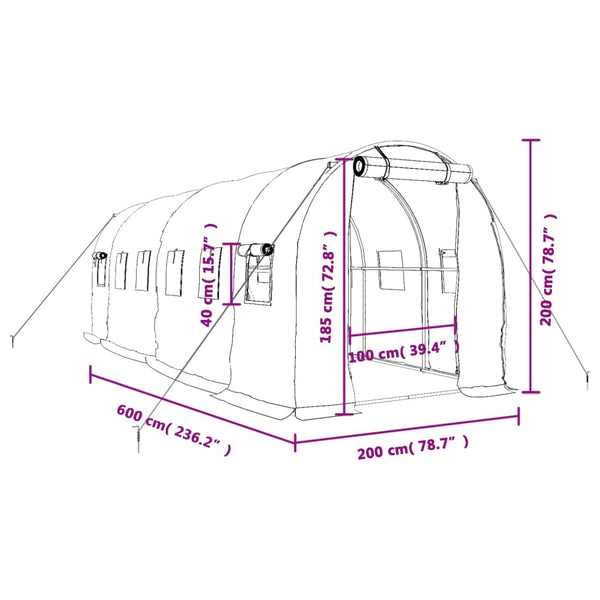 Gewächshaus Stahlrahmen Grün 12 m²