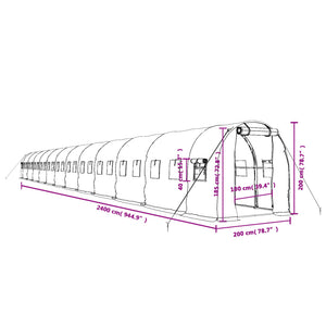 vidaXL Serre avec cadre en acier Vert 48 m² 24x2x2 m