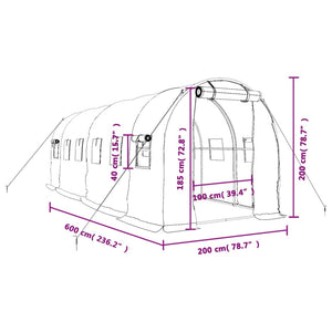 Weißes Stahlrahmen-Gewächshaus, 12 m²