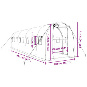 Gewächshaus Stahlrahmen Weiß 16 m²