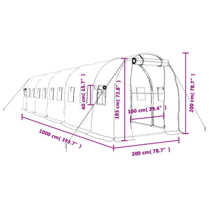 Gewächshaus Stahlrahmen Weiß 20 m²