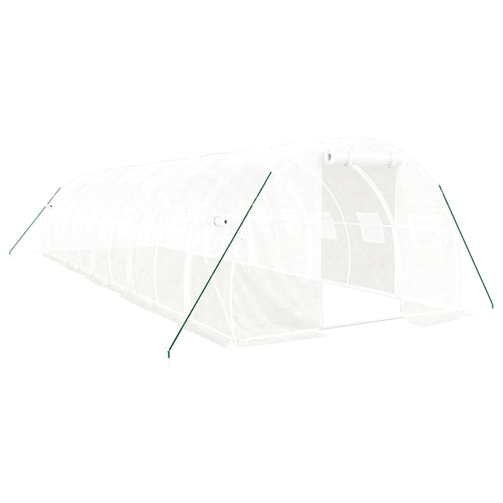 Weißes Gewächshaus mit Stahlrahmen 10x3x2 m