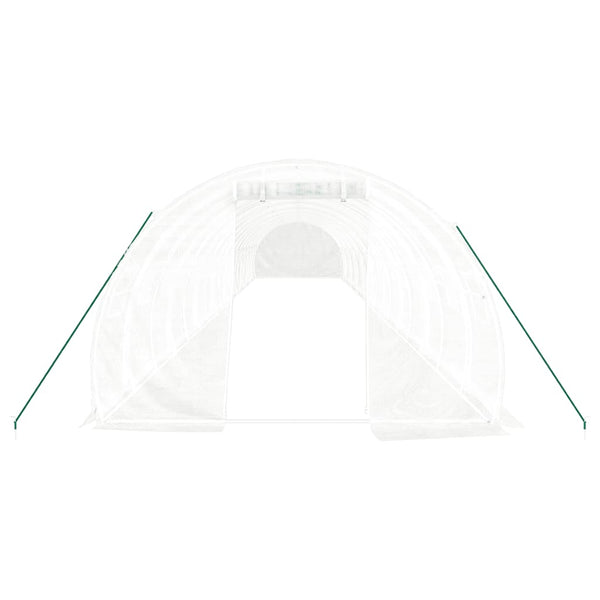 Weißes Stahlrahmen Gewächshaus 18x3x2 m, 54 m²